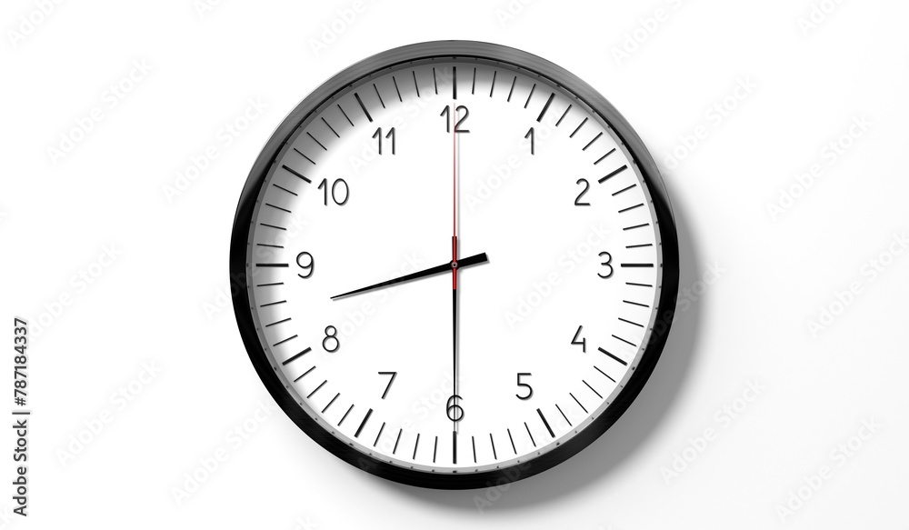 Time at half past 8 o clock - classic analog clock on white background - 3D illustration Time at half past 8 o clock - classic analog clock on white background - 3D illustration