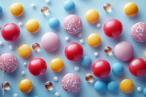 Vibrantly colored candies including gum balls and sours displayed in an appealing and engaging arrangement photo