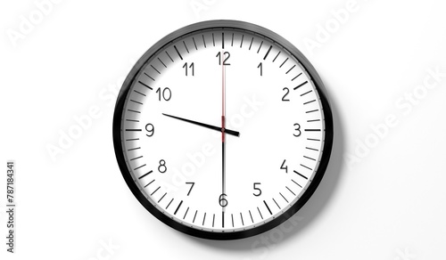 Time at half past 9 o clock - classic analog clock on white background - 3D illustration