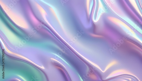 Seamless trendy iridescent rainbow foil texture. Soft holographic pastel unicorn marble background pattern. Modern pearlescent blurry abstract swirl illustration. 