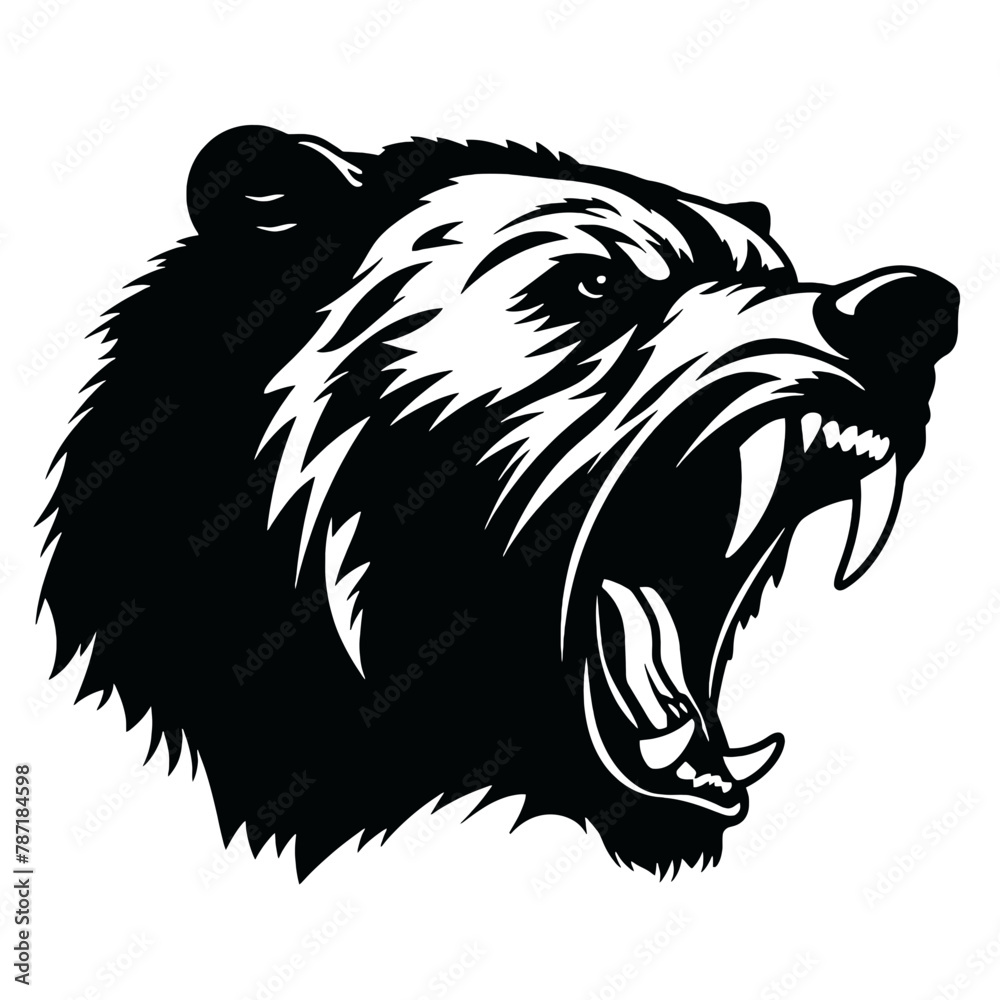 Growling bear head isolated on white background. Vector illustration Growling bear head isolated on white background. Vector illustration