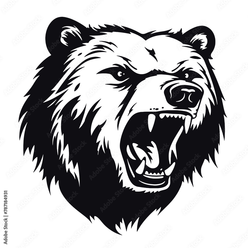 Growling bear head isolated on white background. Vector illustration Growling bear head isolated on white background. Vector illustration