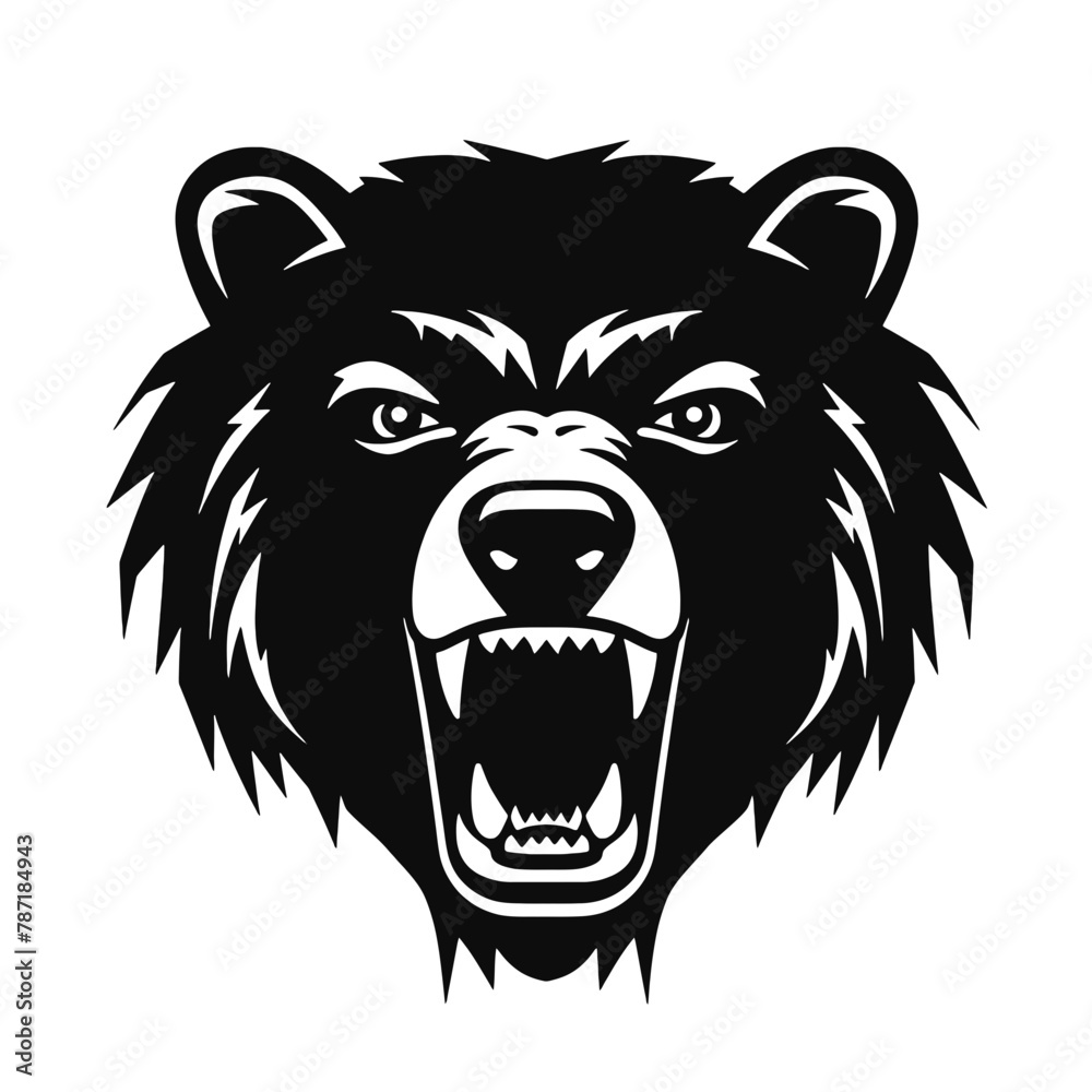 Growling bear head isolated on white background. Vector illustration