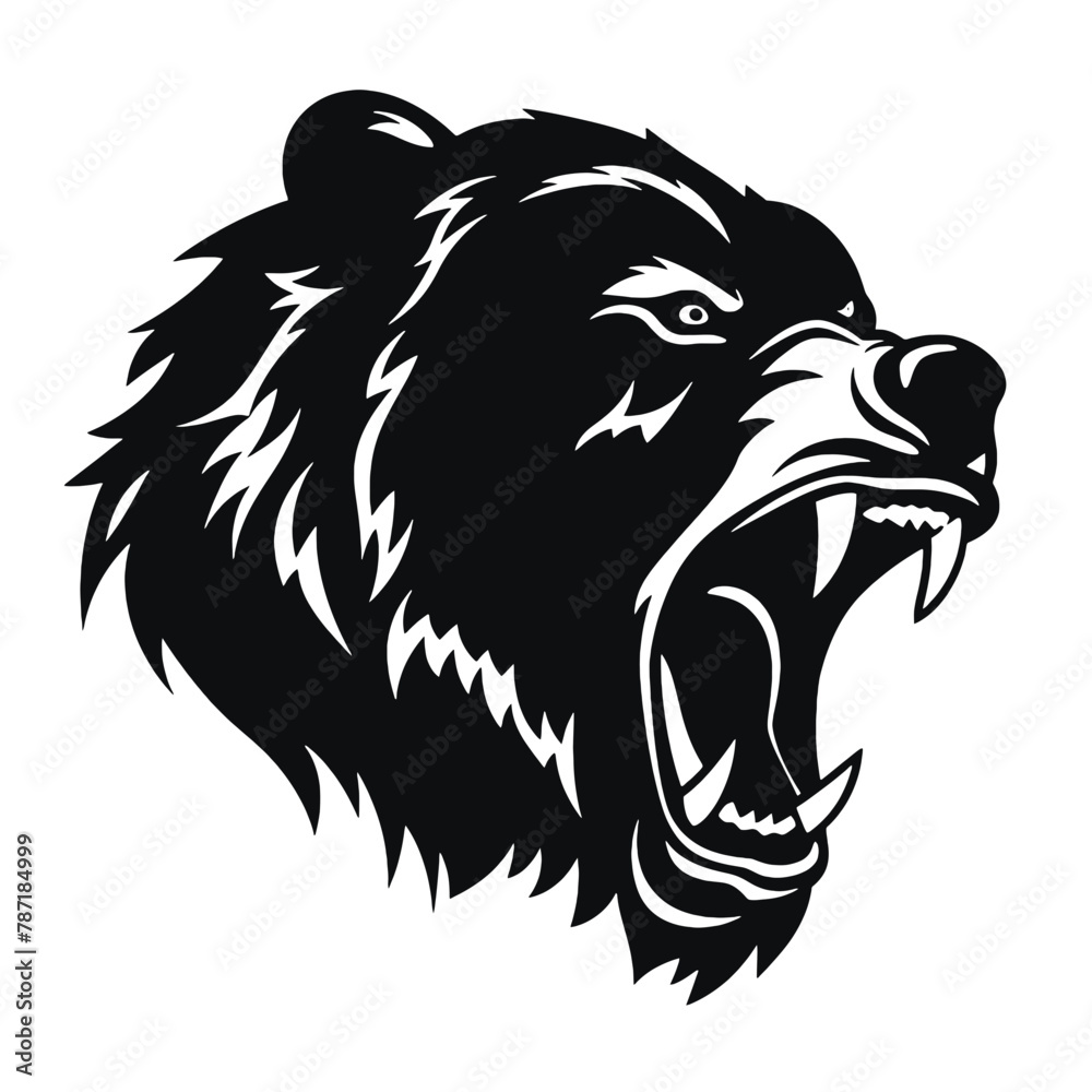 Growling bear head isolated on white background. Vector illustration Growling bear head isolated on white background. Vector illustration
