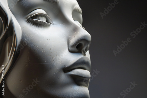 female facial features close-up, refined lines, sobaya structure, shape and ratio of various elements that make the face more attractive and aesthetic.