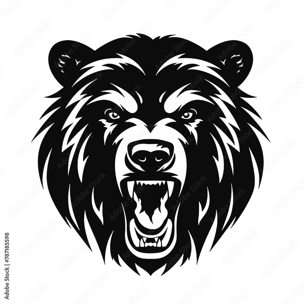 Vector roaring bear isolated on white background. Furious bear head Vector roaring bear isolated on white background. Furious bear head