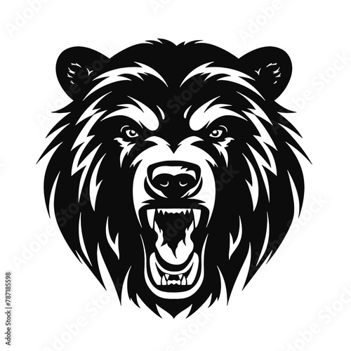 Vector roaring bear isolated on white background. Furious bear head