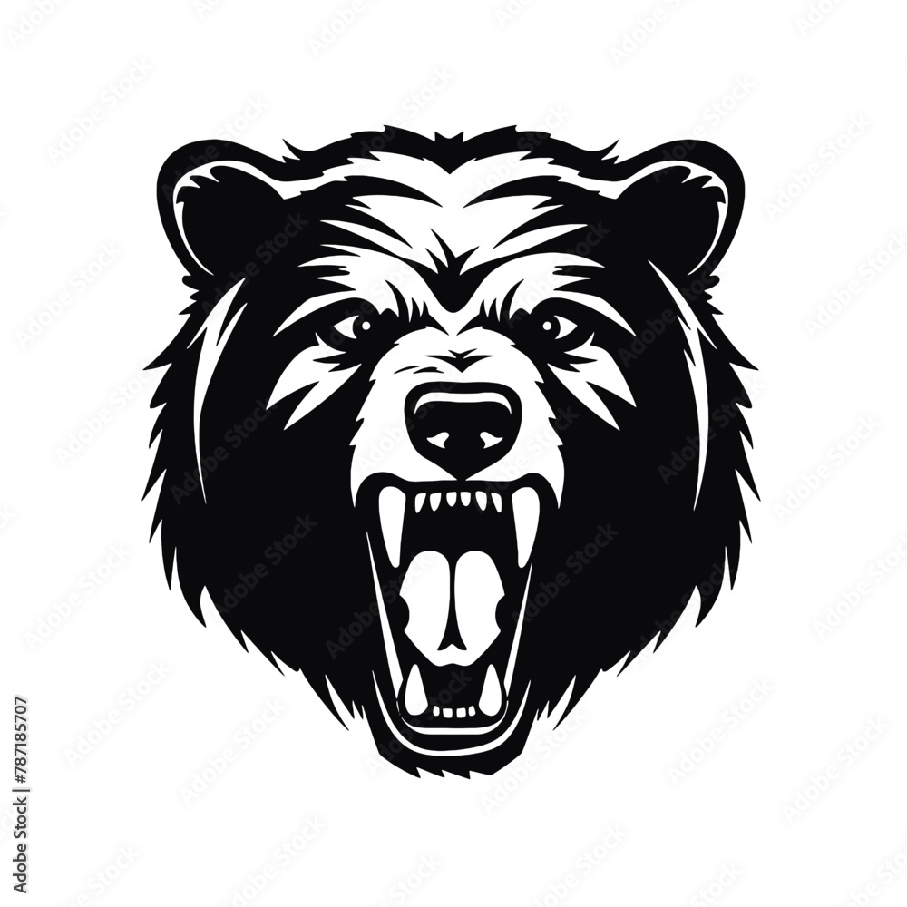 Vector roaring bear isolated on white background. Furious bear head Vector roaring bear isolated on white background. Furious bear head