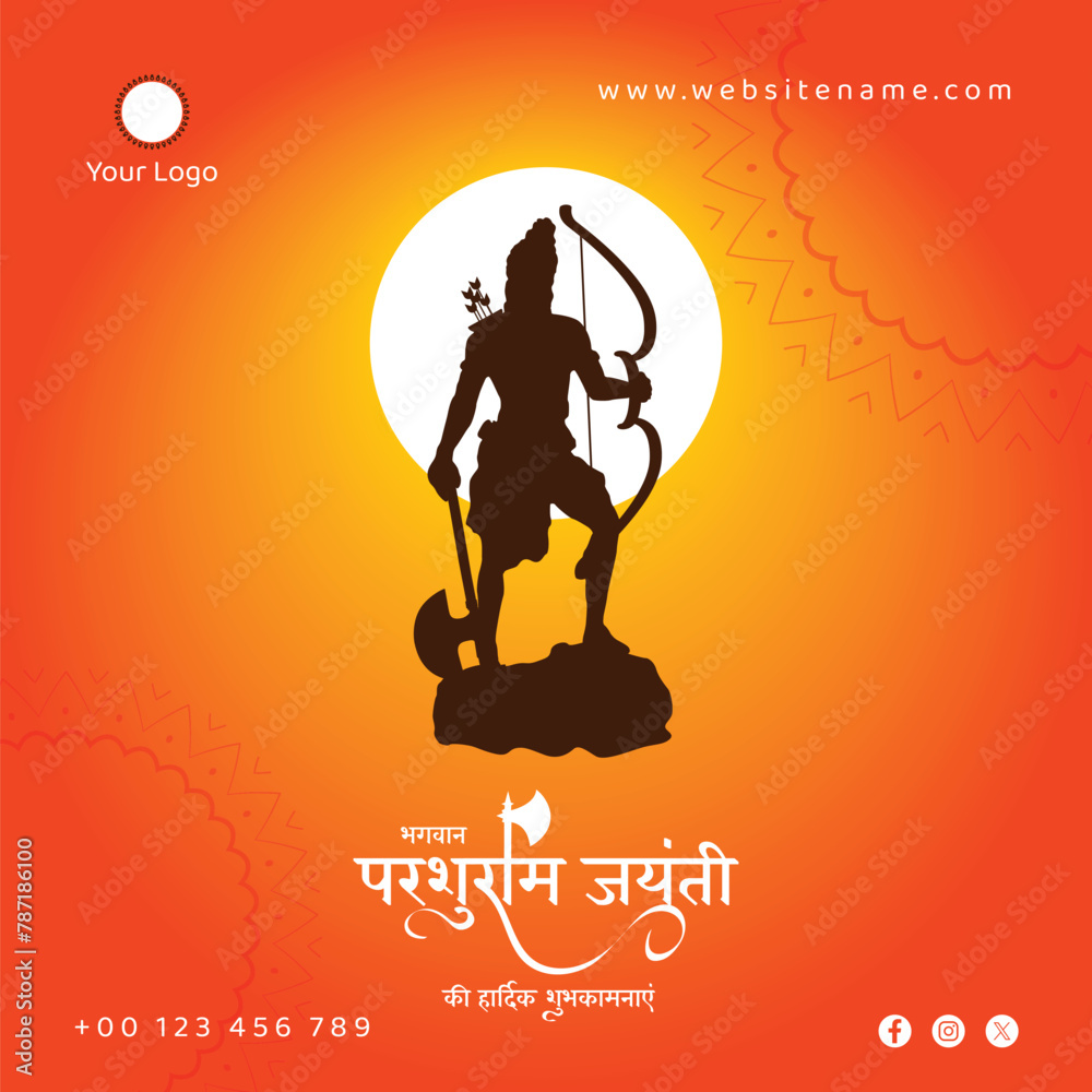 Lord parshuram jayanti vector illustration with hindi calligraphy wishes greeting post design