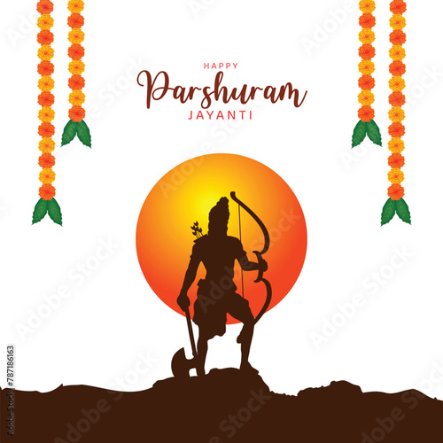 Parshuram jayanti hindu festival greeting card with parshuram vector illustration photo