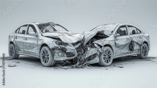 Two cars are smashed together in a collision © CtrlN