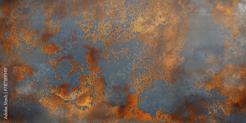 An image showcasing the contrast between the rusty orange color and the blue patina on a metal surface photo