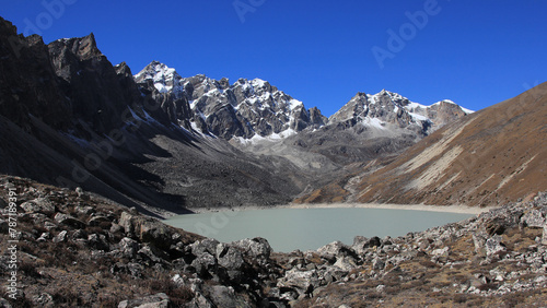 Thonak Tsho, glacier lake in the upper Gokyo Valley, Nepal.