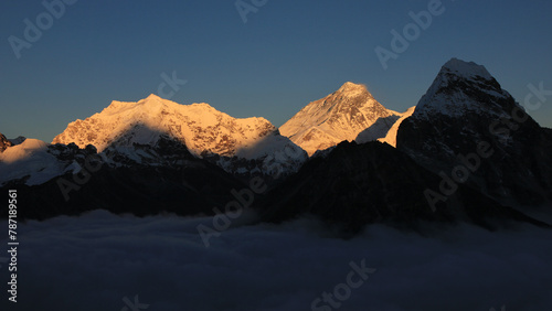 Bright lit Mount Everest, Nepal