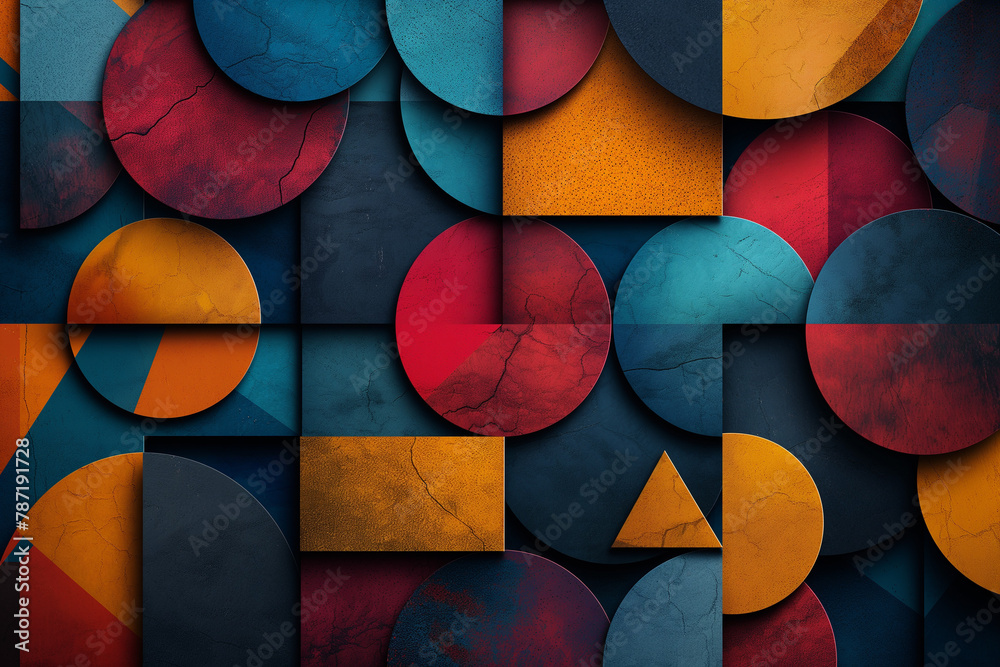 Fototapeta premium Geometric Shapes with Textural Finish in Contemporary Art