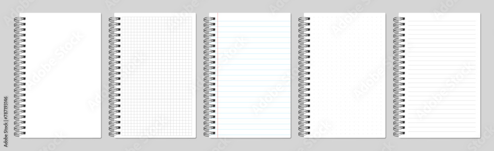 side spiral notebook stationary realistic set diffrent pages cover side spiral notebook stationary realistic set diffrent pages cover