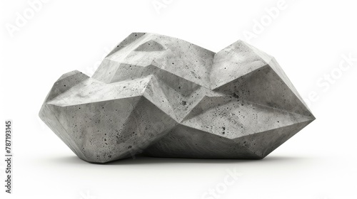 Concrete angular boulder isolated on white background photo