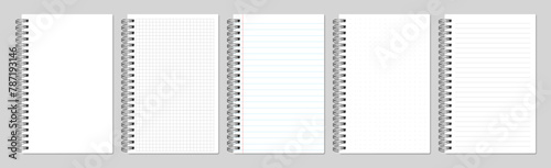side spiral notebook stationary realistic set diffrent pages cover