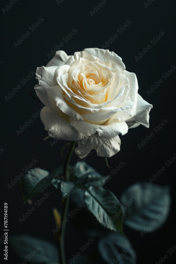 Isolated white rose on a black background Isolated white rose on a black background