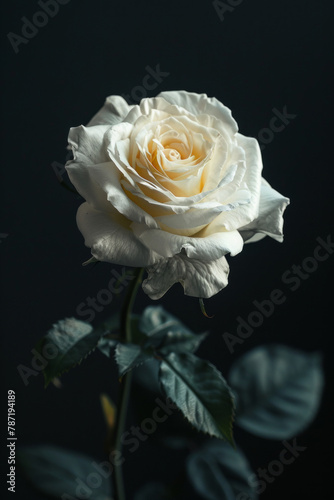 Isolated white rose on a black background