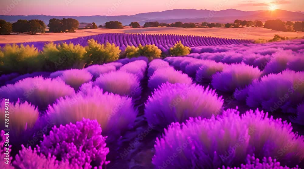 lavender field in the morning on spring season