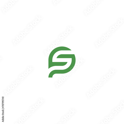 PS or SP monogram logo in rounded shape with green color.