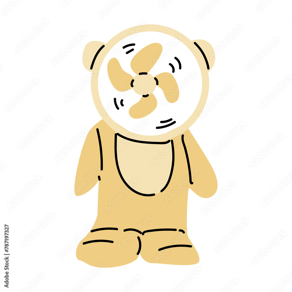 hand drawn simple portable fan - electric appliance. Vector illustration of fan in pastel colors. hand drawn simple portable fan - electric appliance. Vector illustration of fan in pastel colors.