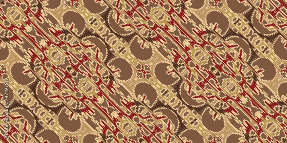 Fabric ethnic tribal pattern art. Ethnic ikat seamless pattern. American and Mexican style. Design for background, wallpaper, illustration, fabric, clothing, carpet, textile, batik, embroidery. Fabric ethnic tribal pattern art. Ethnic ikat seamless pattern. American and Mexican style. Design for background, wallpaper, illustration, fabric, clothing, carpet, textile, batik, embroidery.