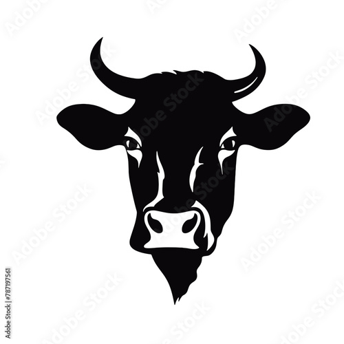 cow head portrait, set of stylized vector symbols
