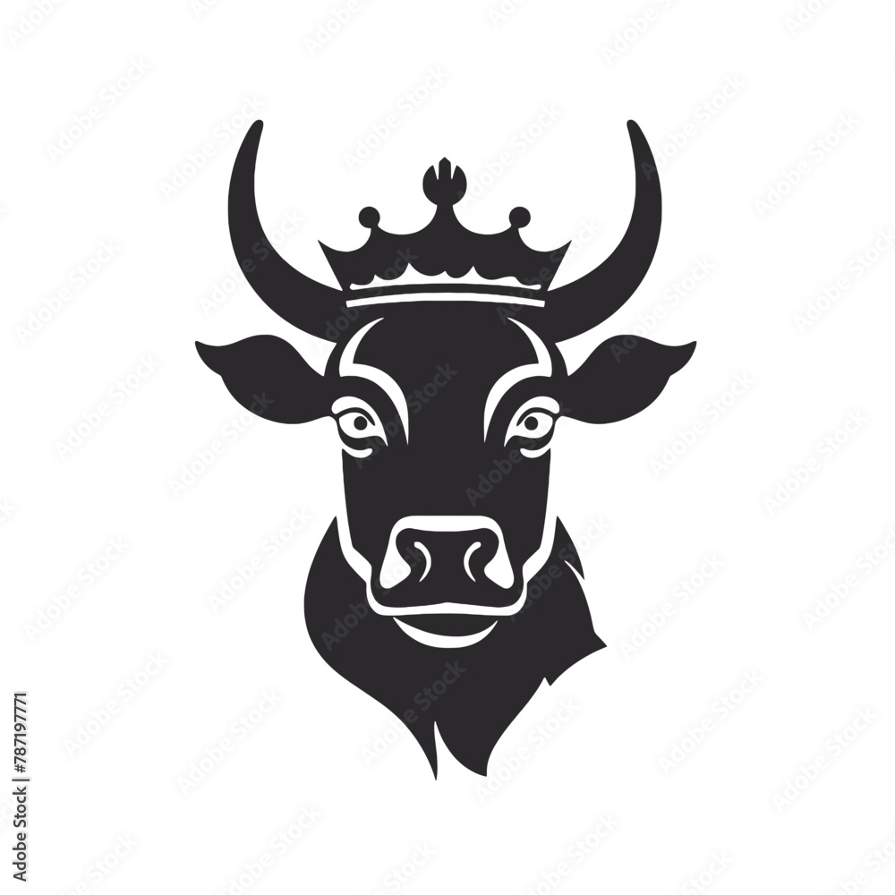 cow head portrait, set of stylized vector symbols cow head portrait, set of stylized vector symbols