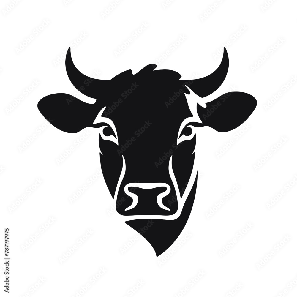 cow head logo silhouette vector