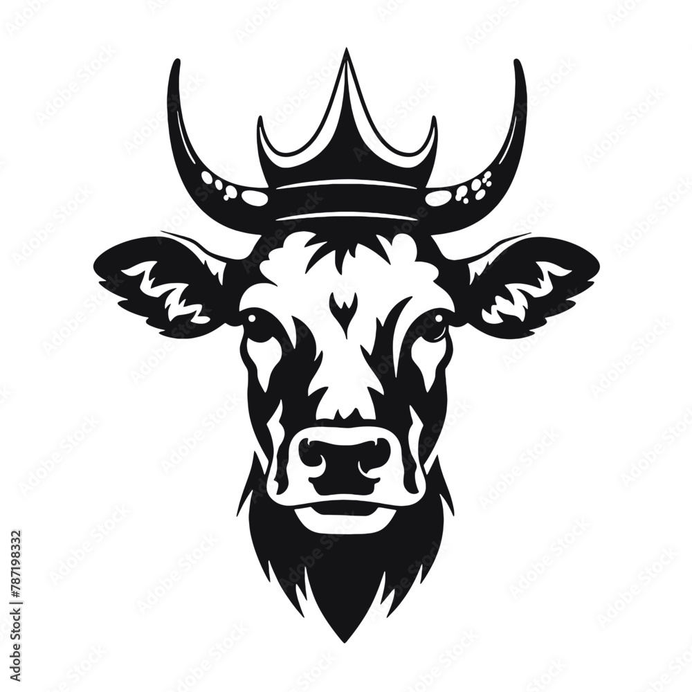 cow head logo silhouette vector