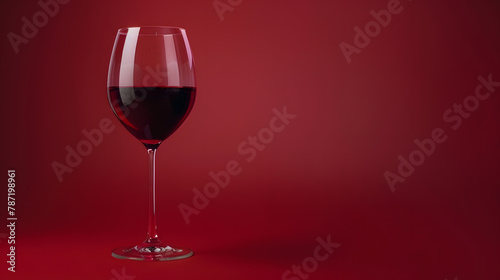Glass of red wine on a red background : Generative AI