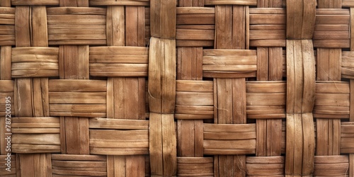 A high-resolution image showcasing the intricate weave of a wooden basket or mat, highlighting the pattern and texture