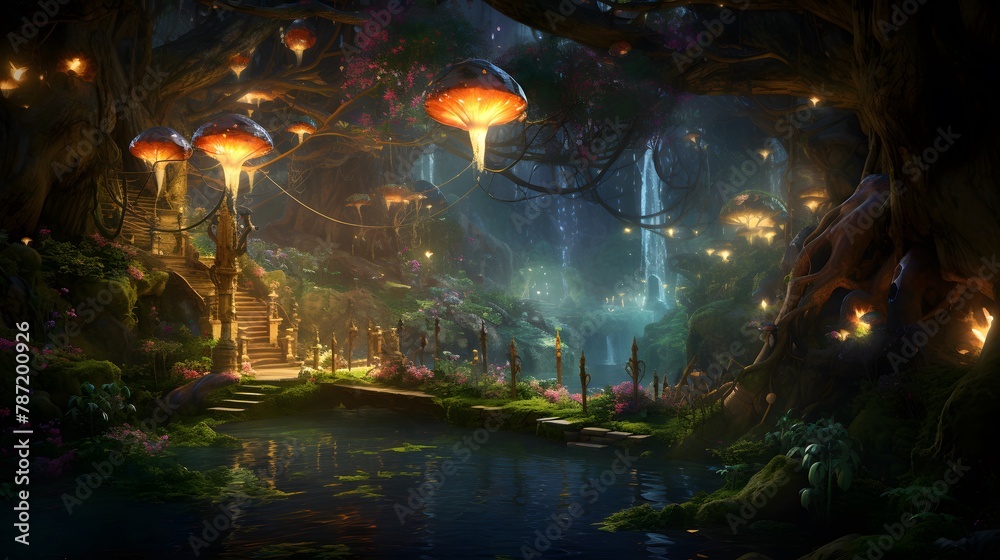 Attend a mythical forest tugether party with AI-generated tree spirits, fairies, and enchanted wildlife in a celebration of nature's mystical beauty