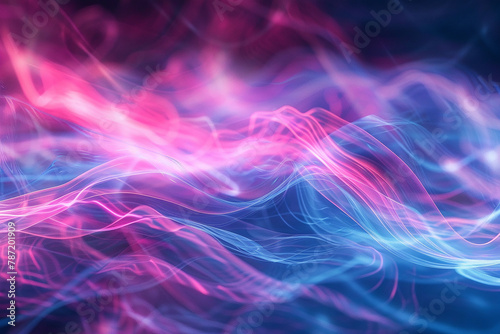 A colorful, abstract image of a wave with pink and blue colors