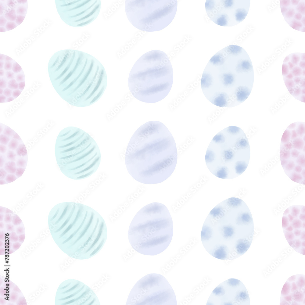 Seamless pattern with easter eggs, hand drawn illustration in watercolor style Seamless pattern with easter eggs, hand drawn illustration in watercolor style