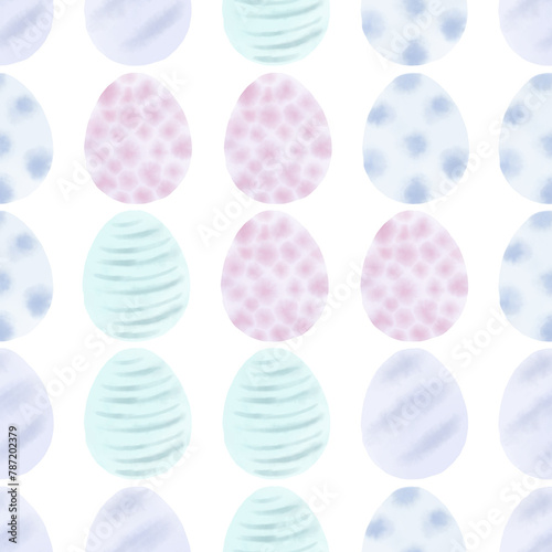 Seamless pattern with easter eggs  hand drawn illustration in watercolor style