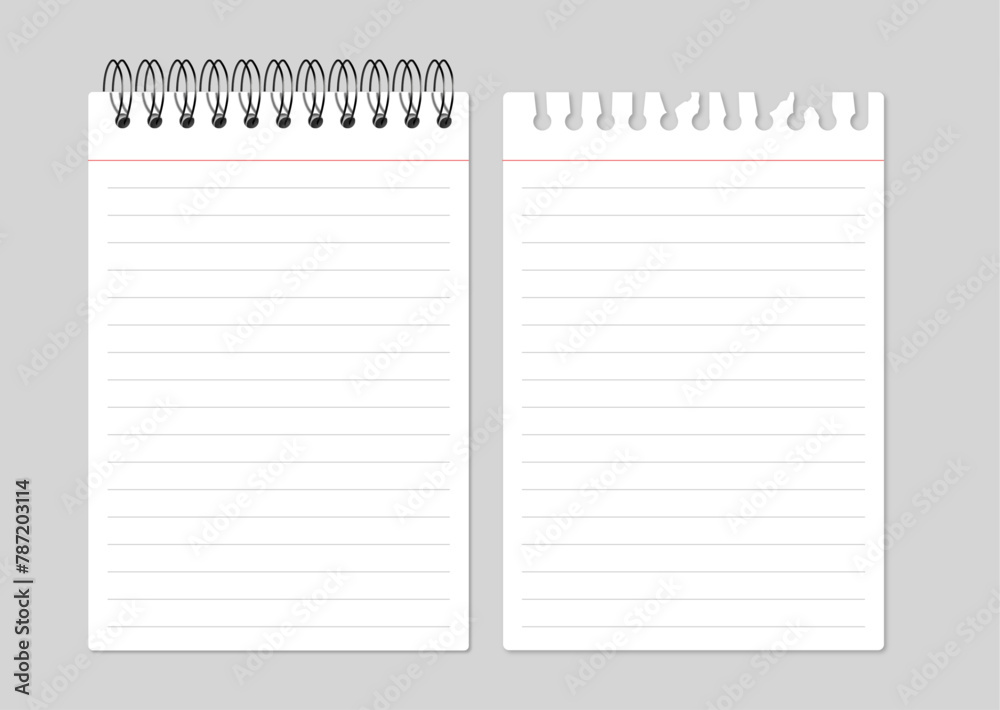 top spiral notebook stationary realistic set TORN PAGE