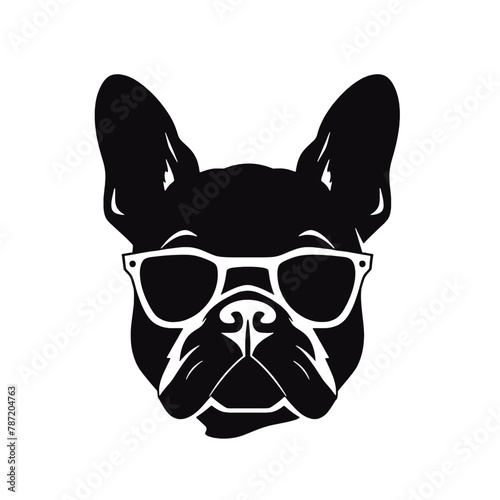 Handsome Black French Bulldog Logo 