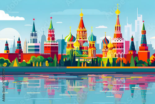 Moscow skyline abstract colorful vector illustration
