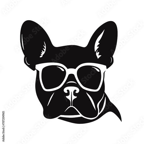 Portrait of french bulldog wearing sunglasses