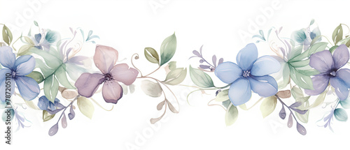 a two rows of flowers that are painted on a white background