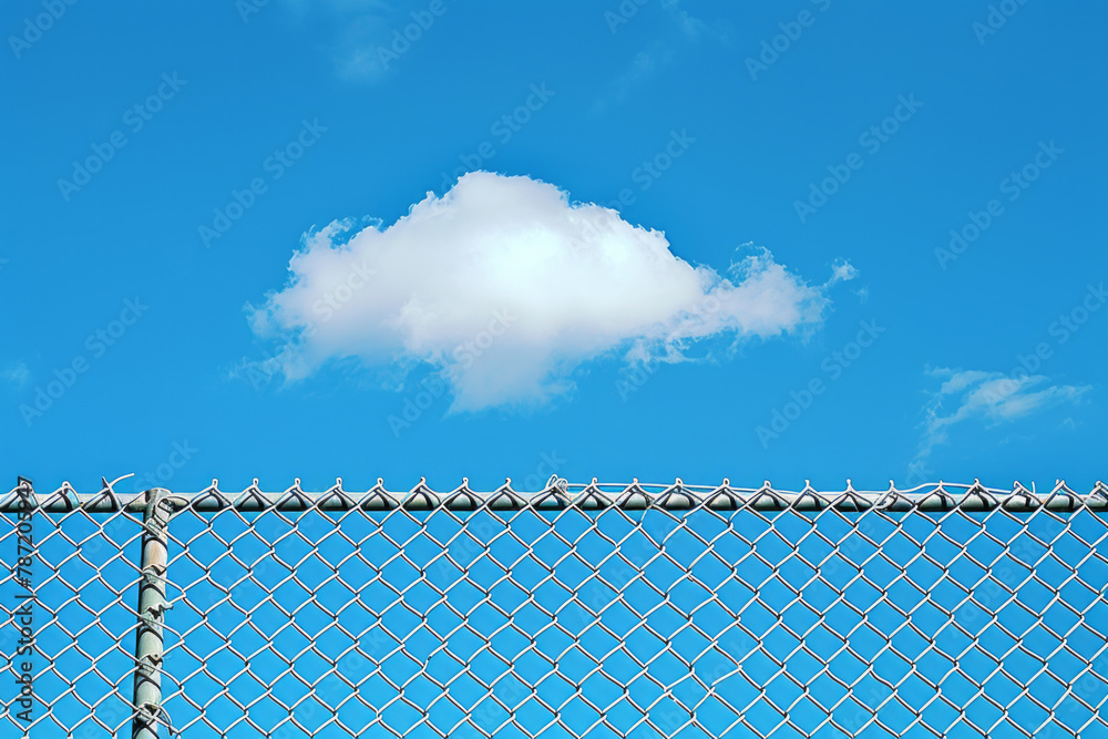 A cloud above a chained fence A cloud above a chained fence