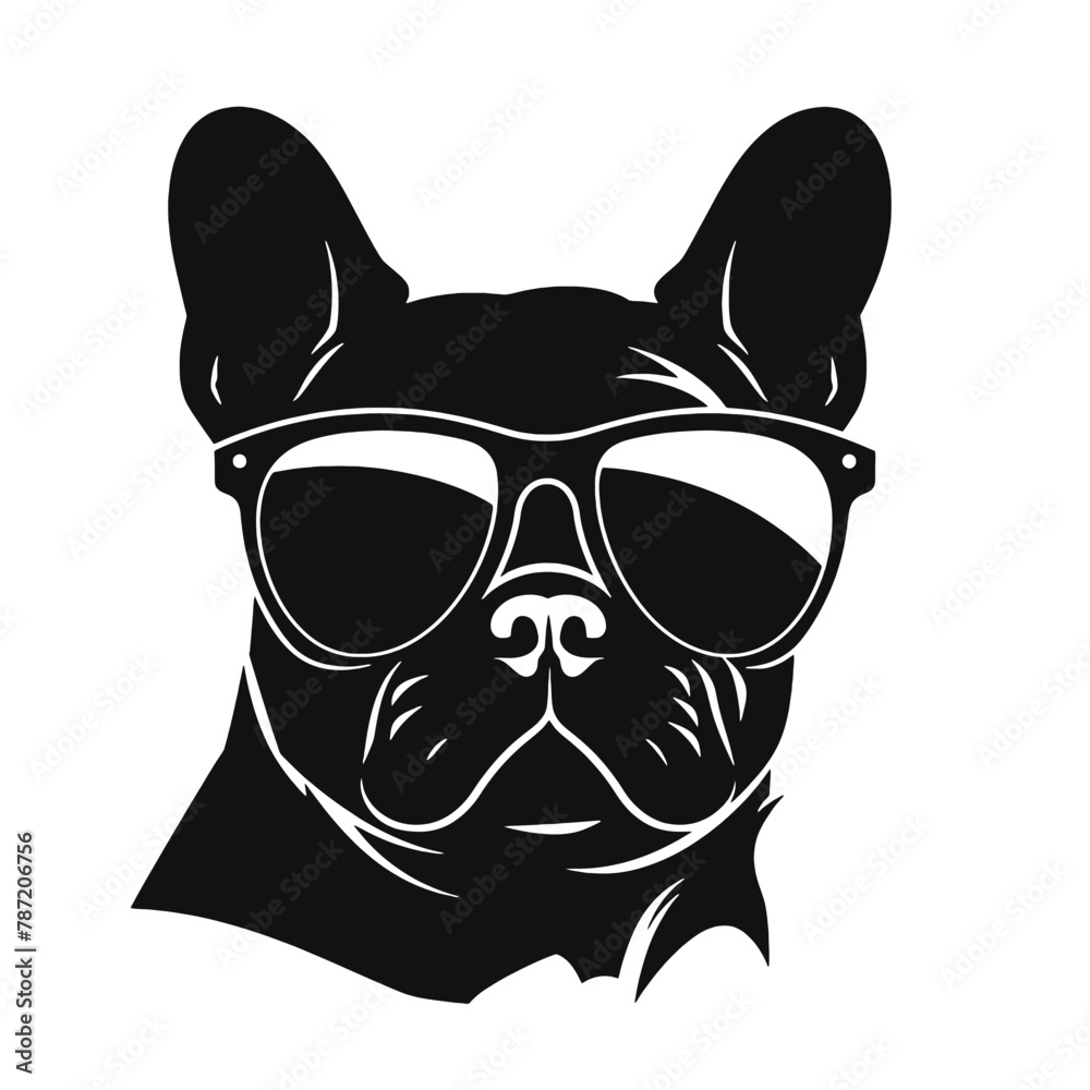 french bulldog wear sunglasses logo icon design vector illustration french bulldog wear sunglasses logo icon design vector illustration