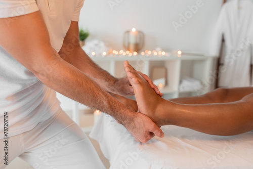 Foot massage at a serene spa setting