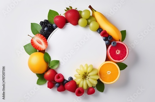 Frame of fruits on white background