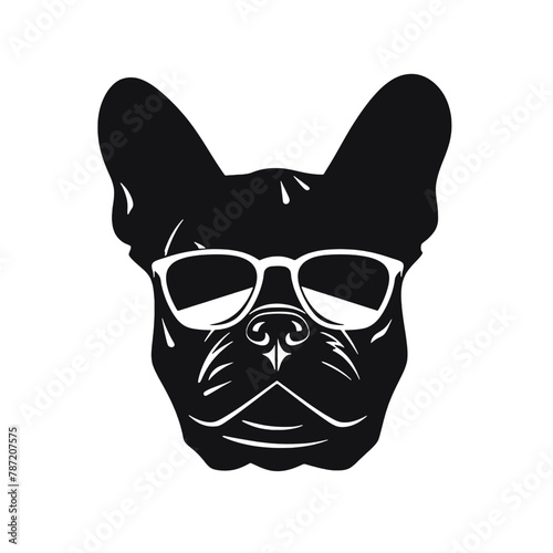 french bulldog wear sunglasses logo icon design vector illustration