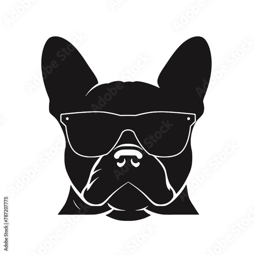 french bulldog wear sunglasses logo icon design vector illustration