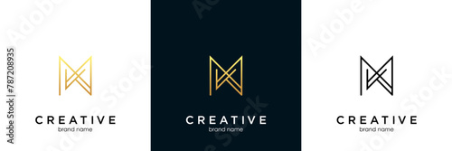 letter km or mk luxury monogram logo design photo